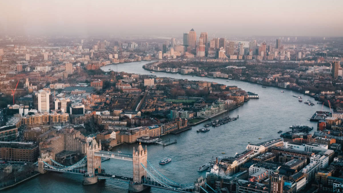 aerial view of London from the Shard