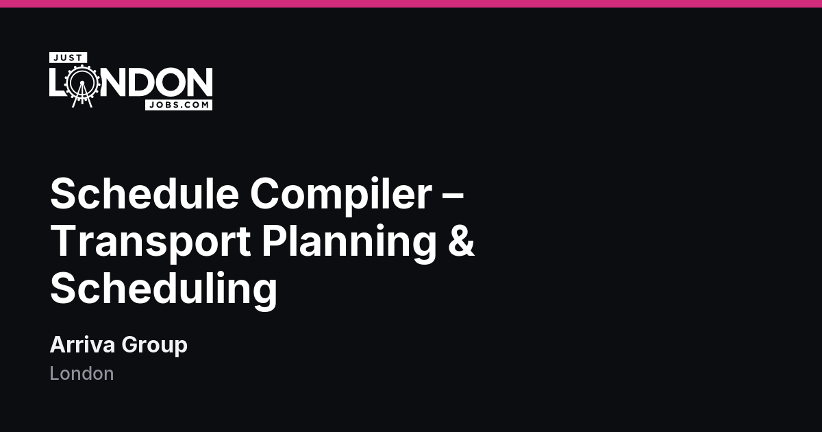 Schedule Compiler – Transport Planning & Scheduling at Arriva Group in ...